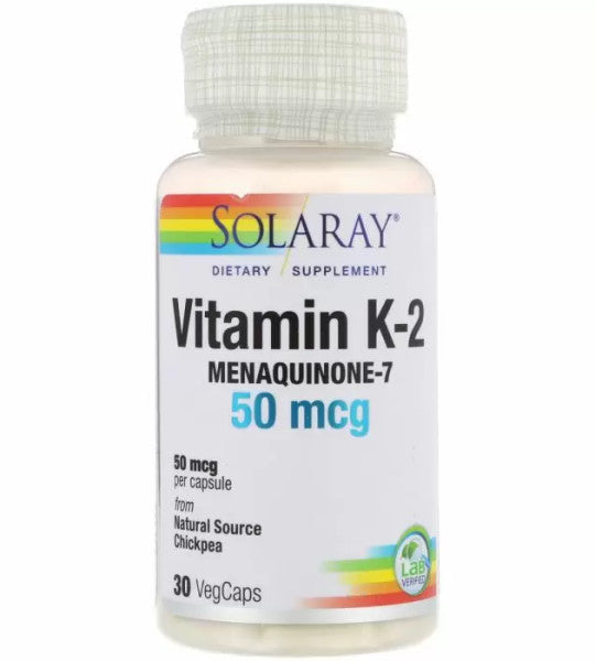 Solaray Vitamin K2 Menaquinone-7 50 mcg 30 VegCaps, supplement