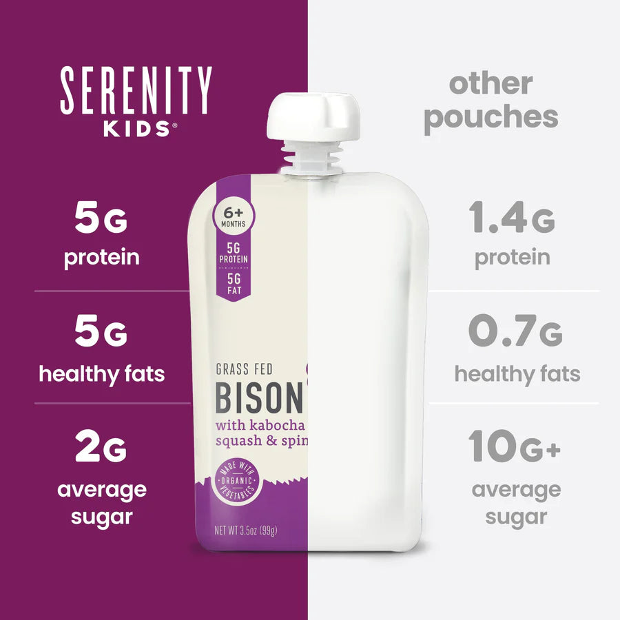 Bison Baby Food Pouch with Organic Squash- Serenity Kids