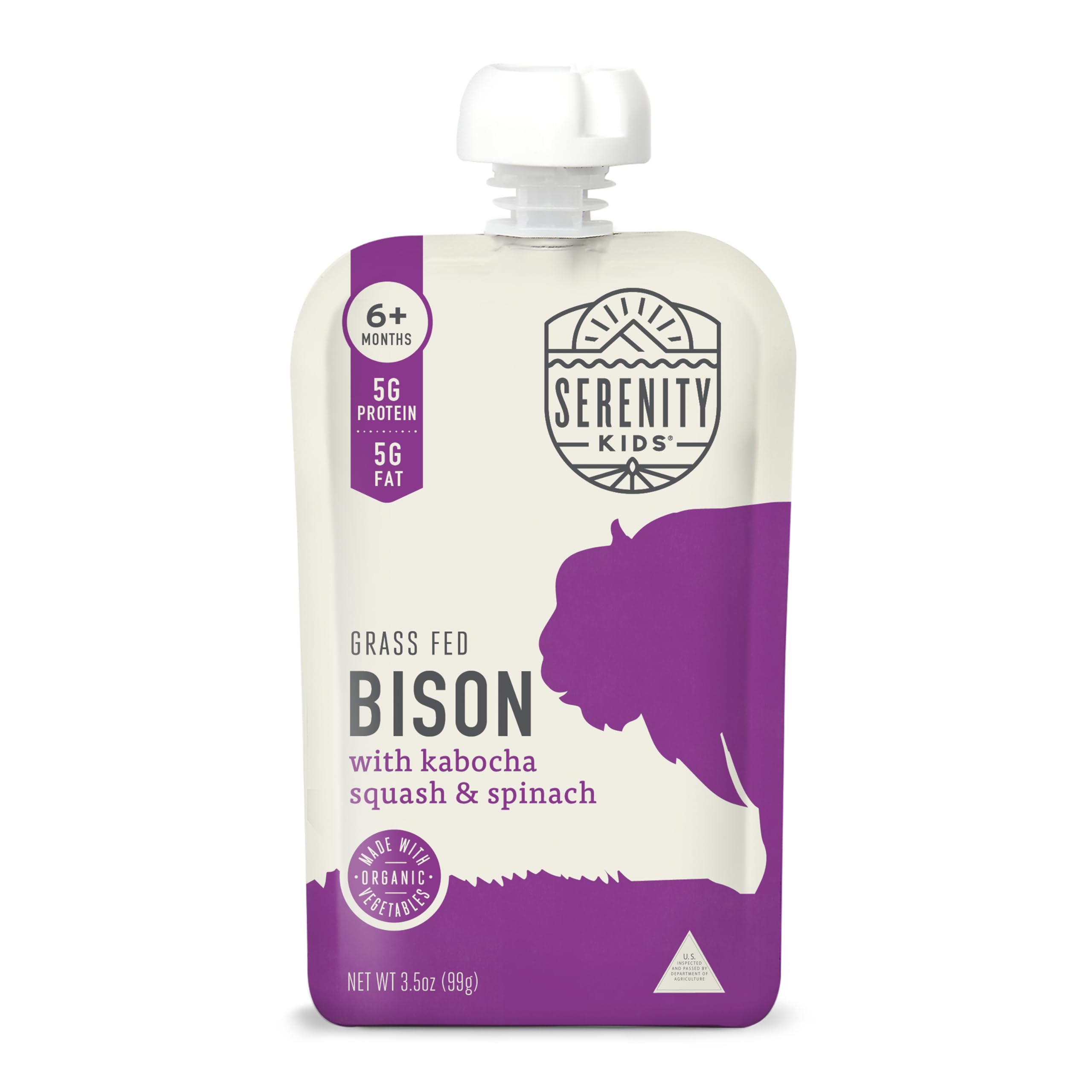 Bison Baby Food Pouch with Organic Squash- Serenity Kids