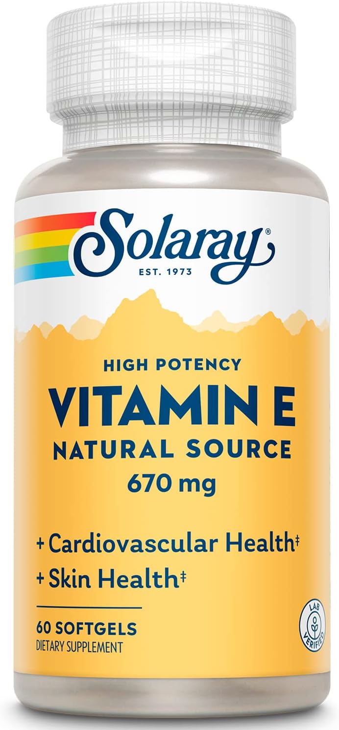 Solaray Vitamin E 1000 IU 60 Softgels, supplement