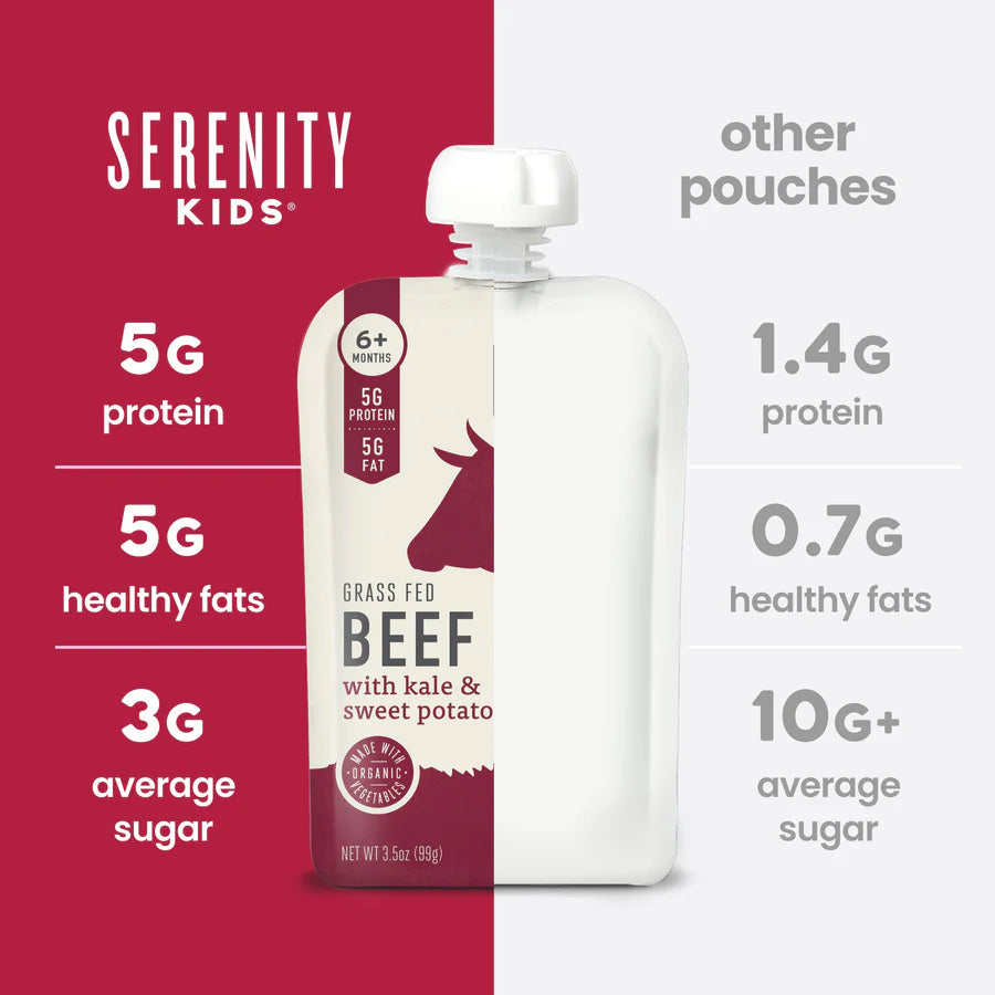 Beef Baby Food Pouch Puree with kale & sweet potatoes - serenity kids