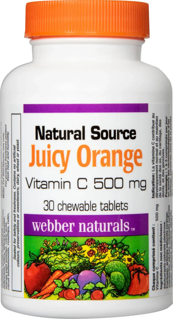 Webber Naturals Vitamin C Juicy Orange 500 mg 30 Chewable Tabs