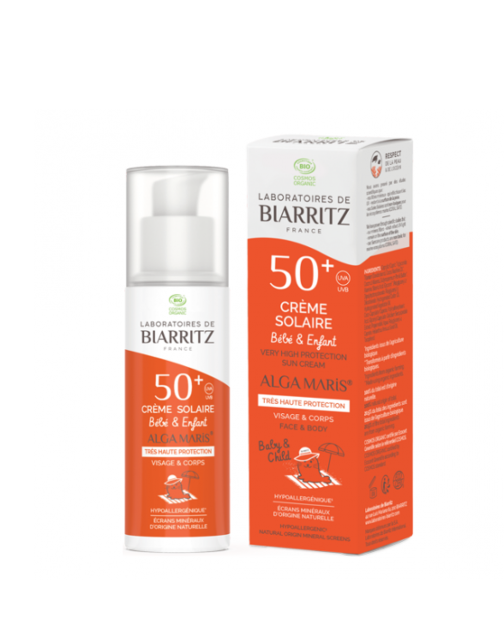 Baby & Child SPF50+ Sun Cream by Biarritz, skincare product