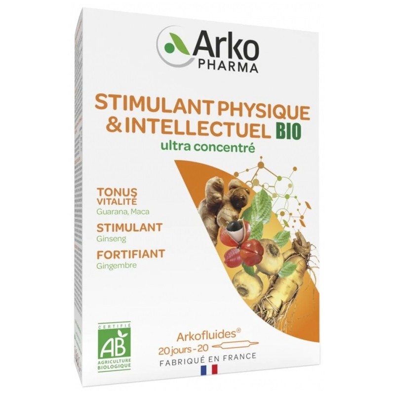 Arkofluides Stimulant Physique & Intellectuel BIO 20 Ampoules