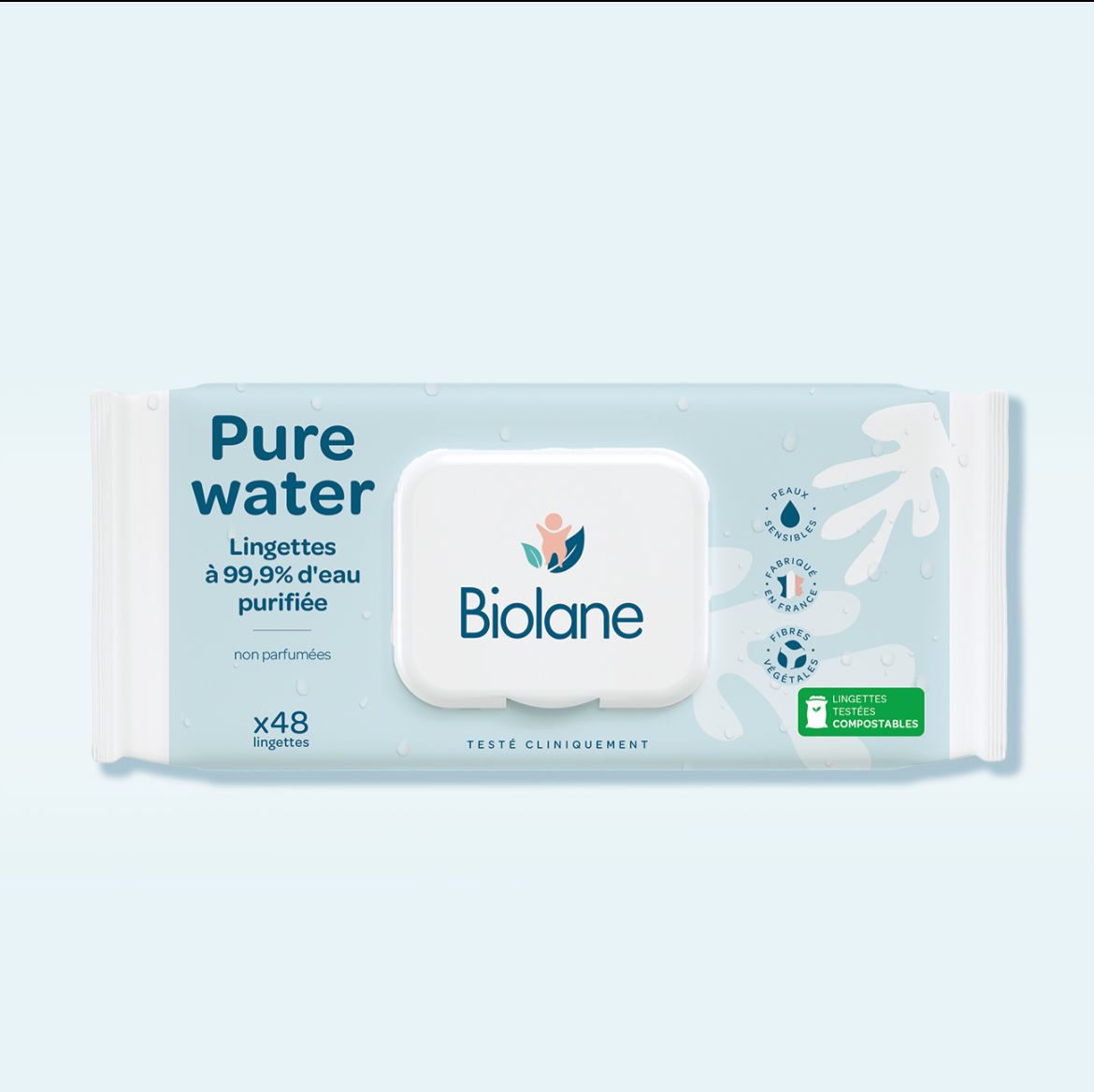 Biolane Lingettes Pure Water (48 wipes)