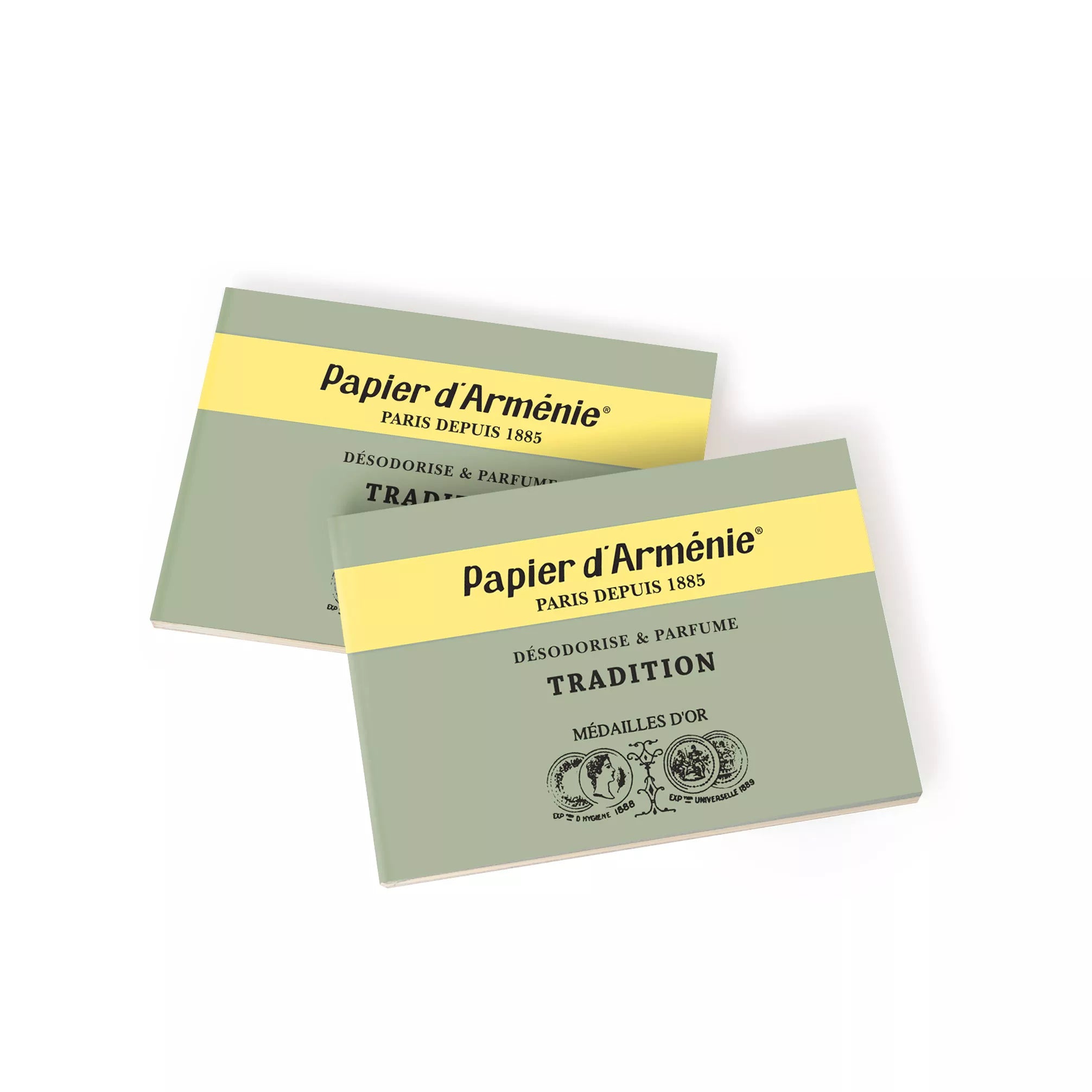 Two Papier d'Arménie boxes on a white background