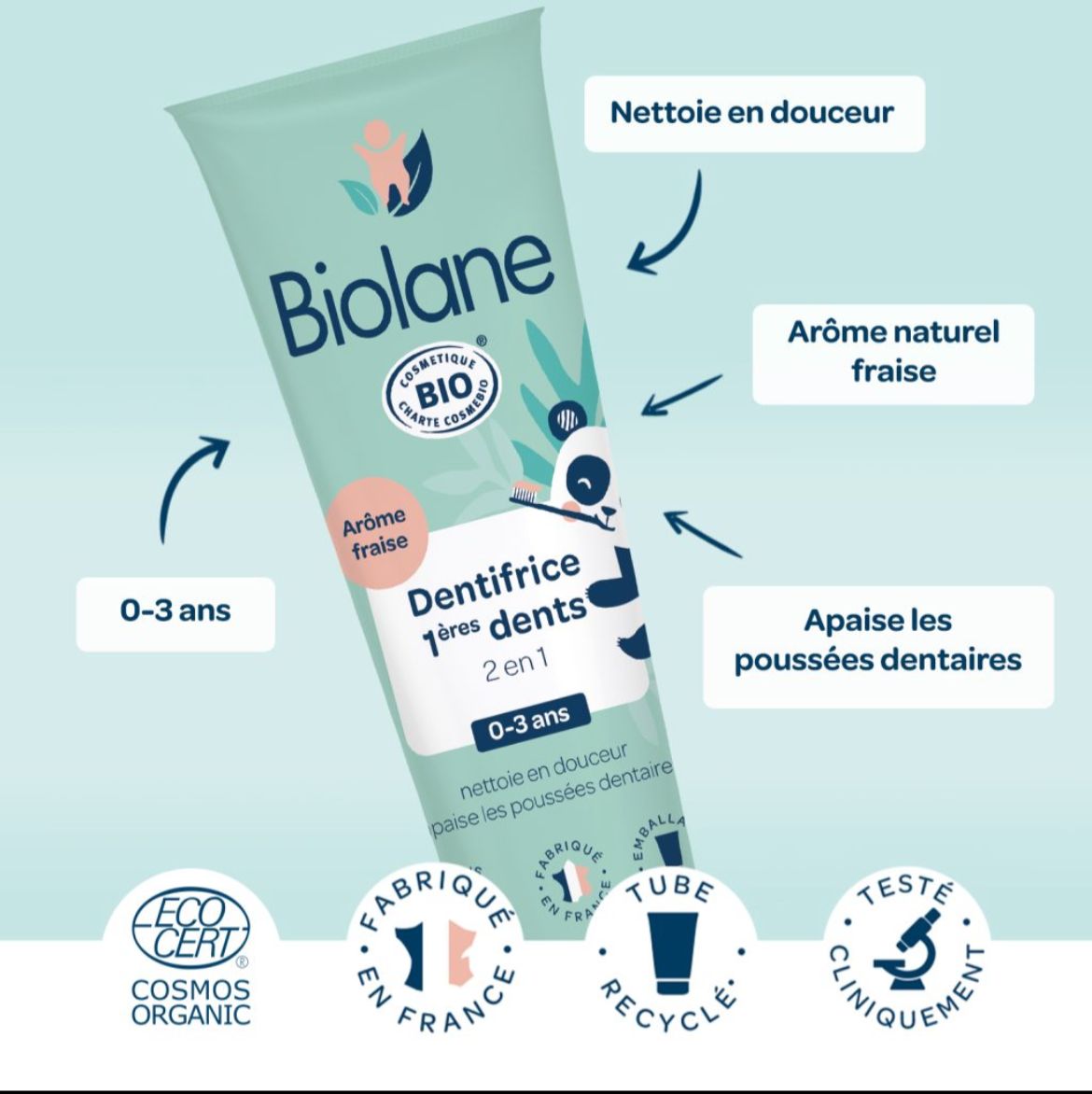 Biolane Organic 2-in-1 Toothpaste 50 ml
